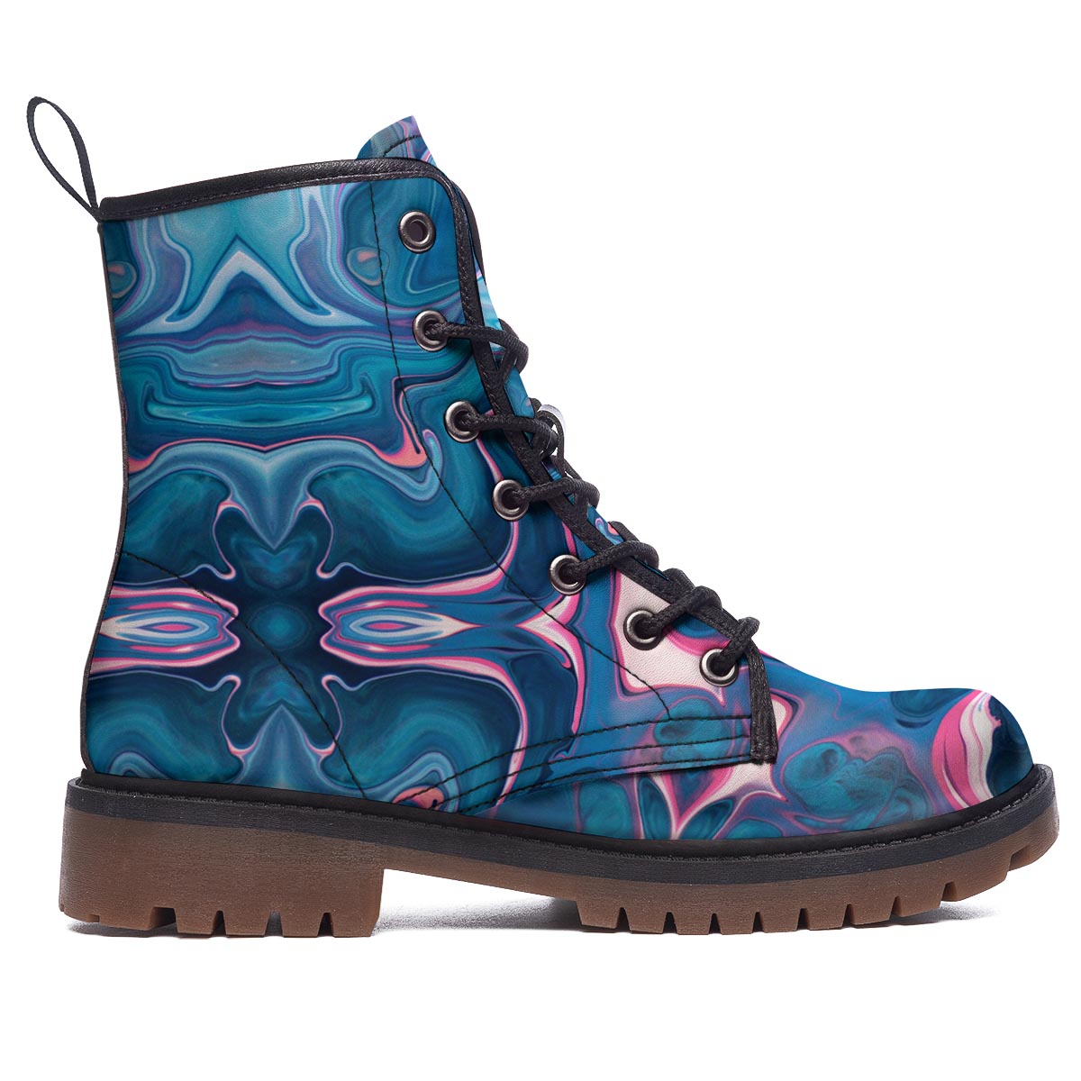 Marble Liquid Teal Pink Print Pattern Work Boots-grizzshop