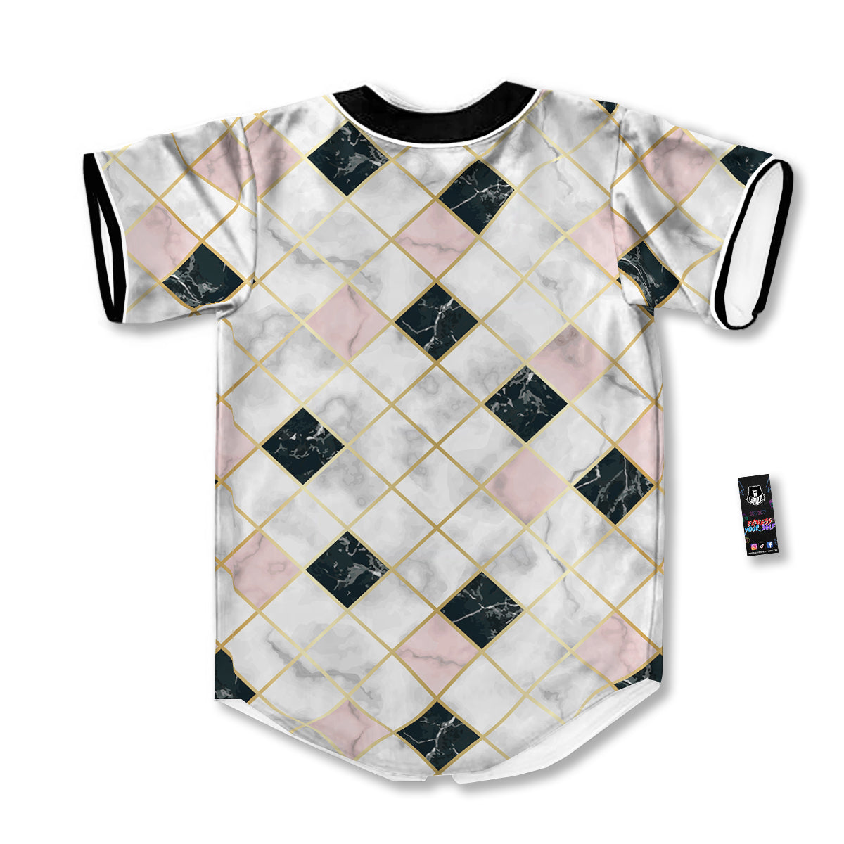 Marble Luxury Geometric Print Baseball Jersey-grizzshop