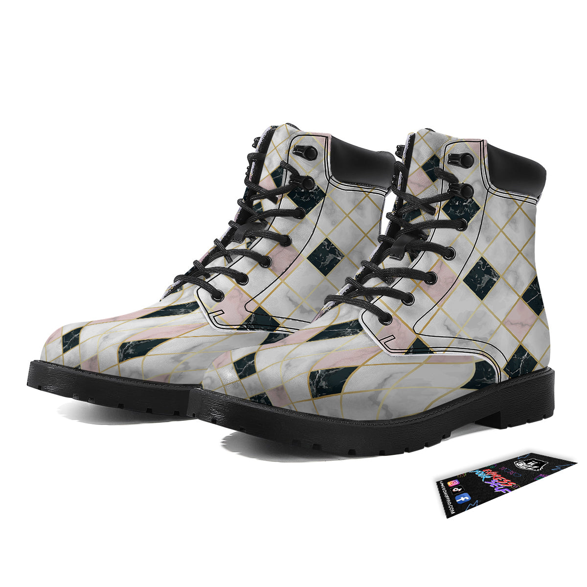 Marble Luxury Geometric Print Boots-grizzshop