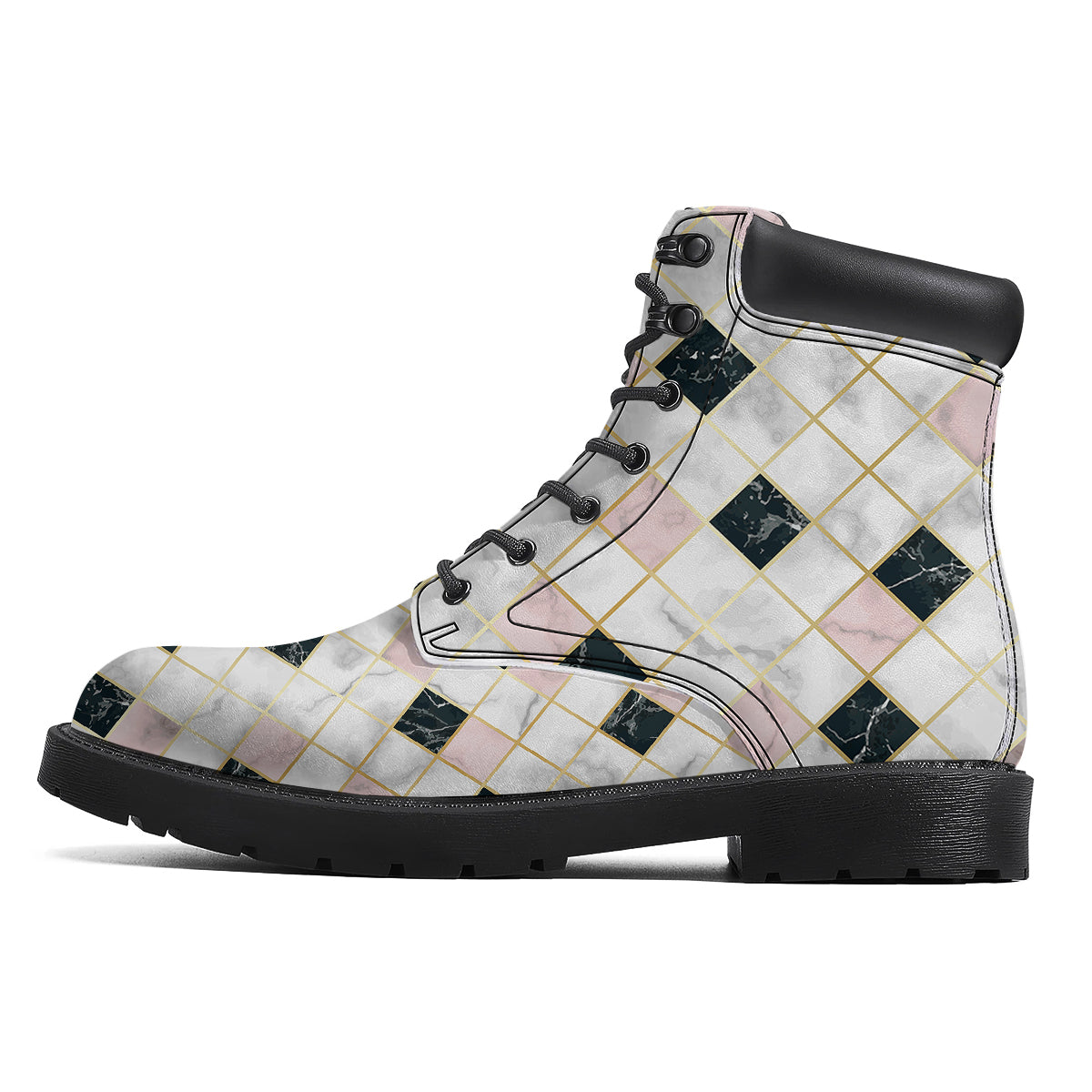 Marble Luxury Geometric Print Boots-grizzshop
