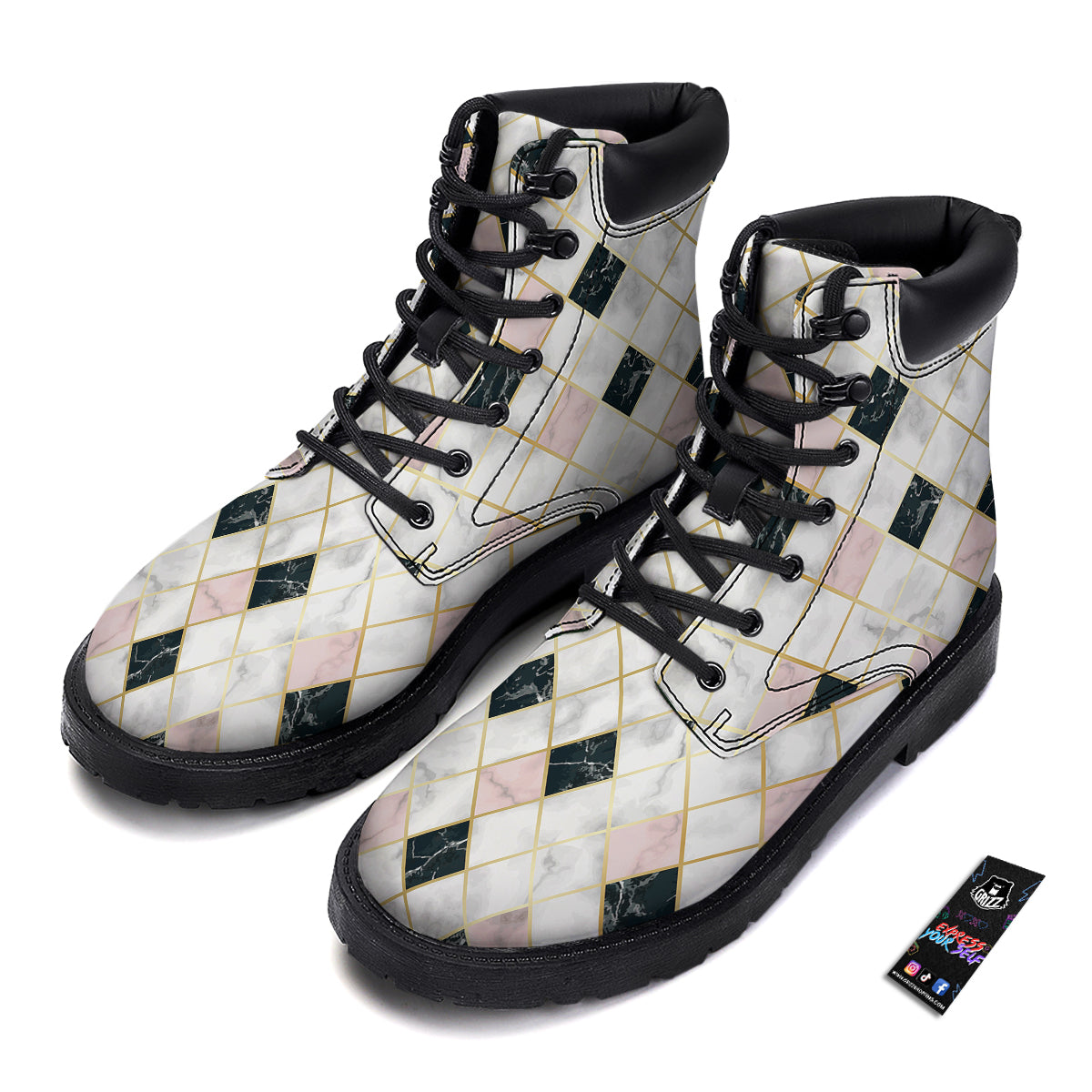 Marble Luxury Geometric Print Boots-grizzshop