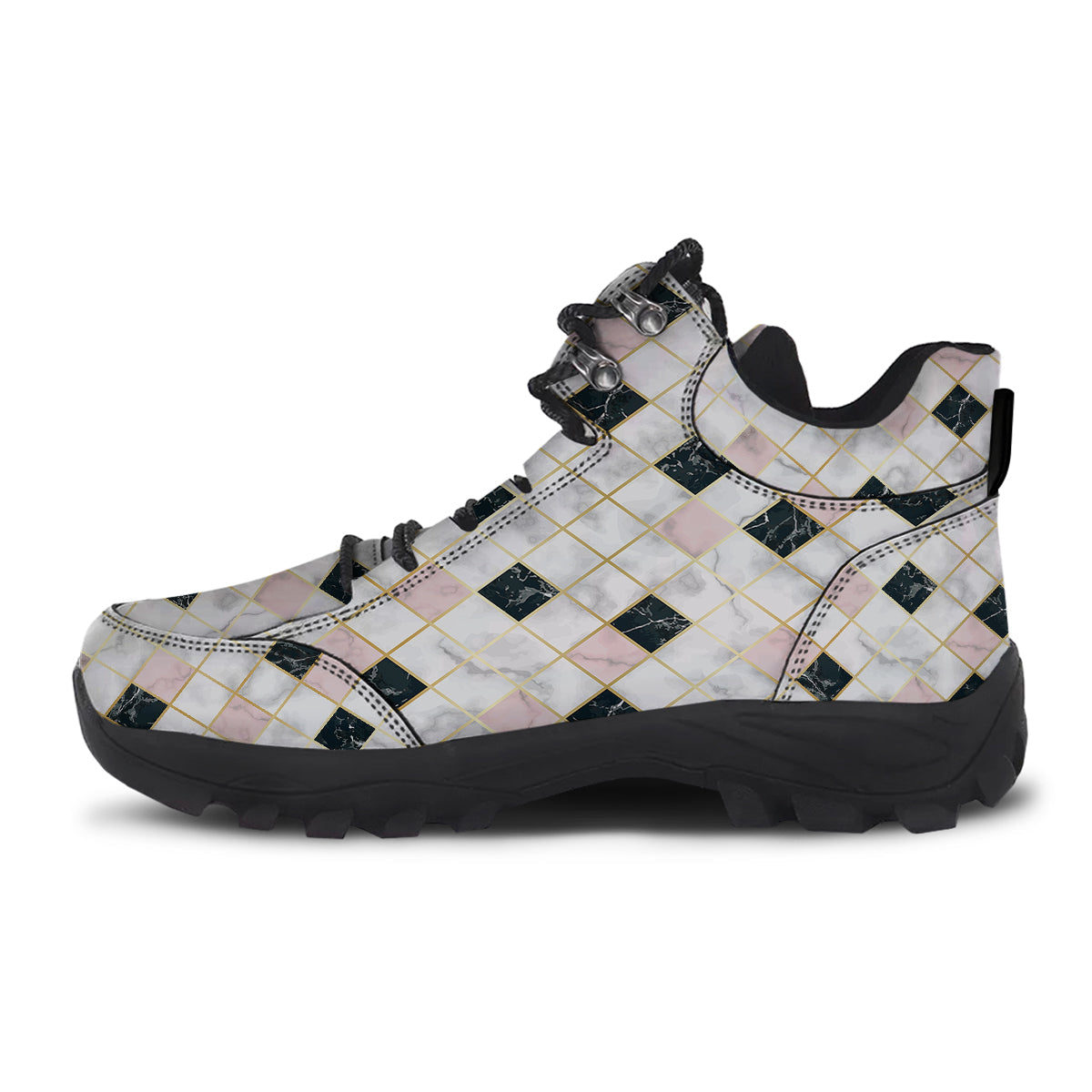 Marble Luxury Geometric Print Hiking Shoes-grizzshop