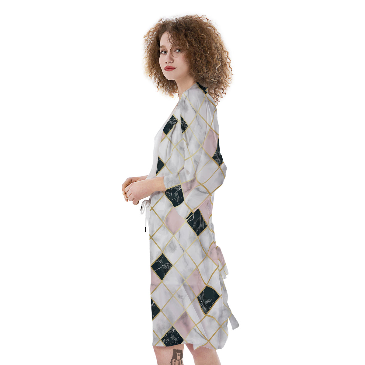 Marble Luxury Geometric Print Kimono-grizzshop