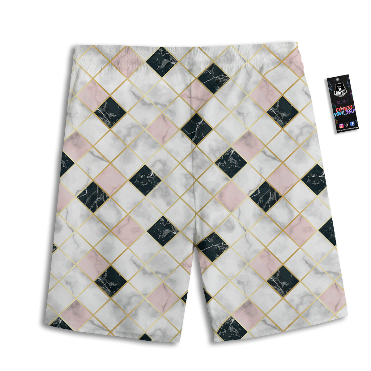 Marble Luxury Geometric Print Men's Athletic Shorts