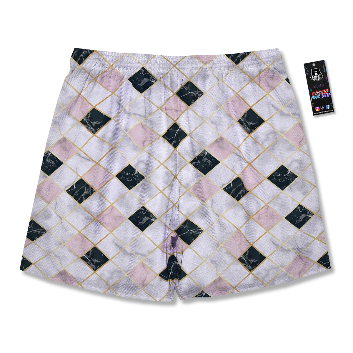 Marble Luxury Geometric Print Men's Running Shorts-grizzshop