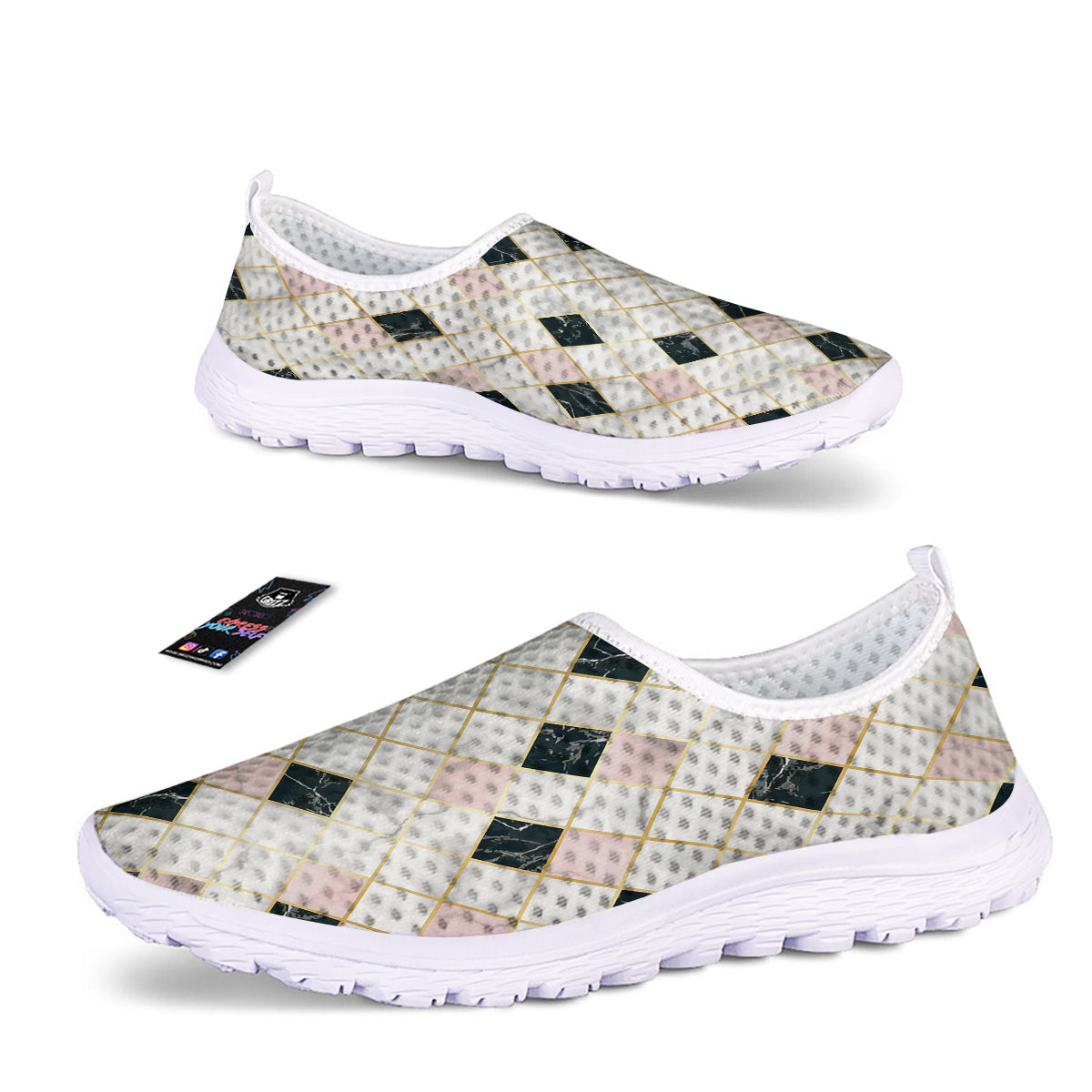 Marble Luxury Geometric Print Nurse Shoes-grizzshop