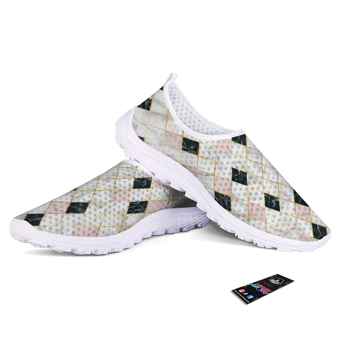 Marble Luxury Geometric Print Nurse Shoes-grizzshop