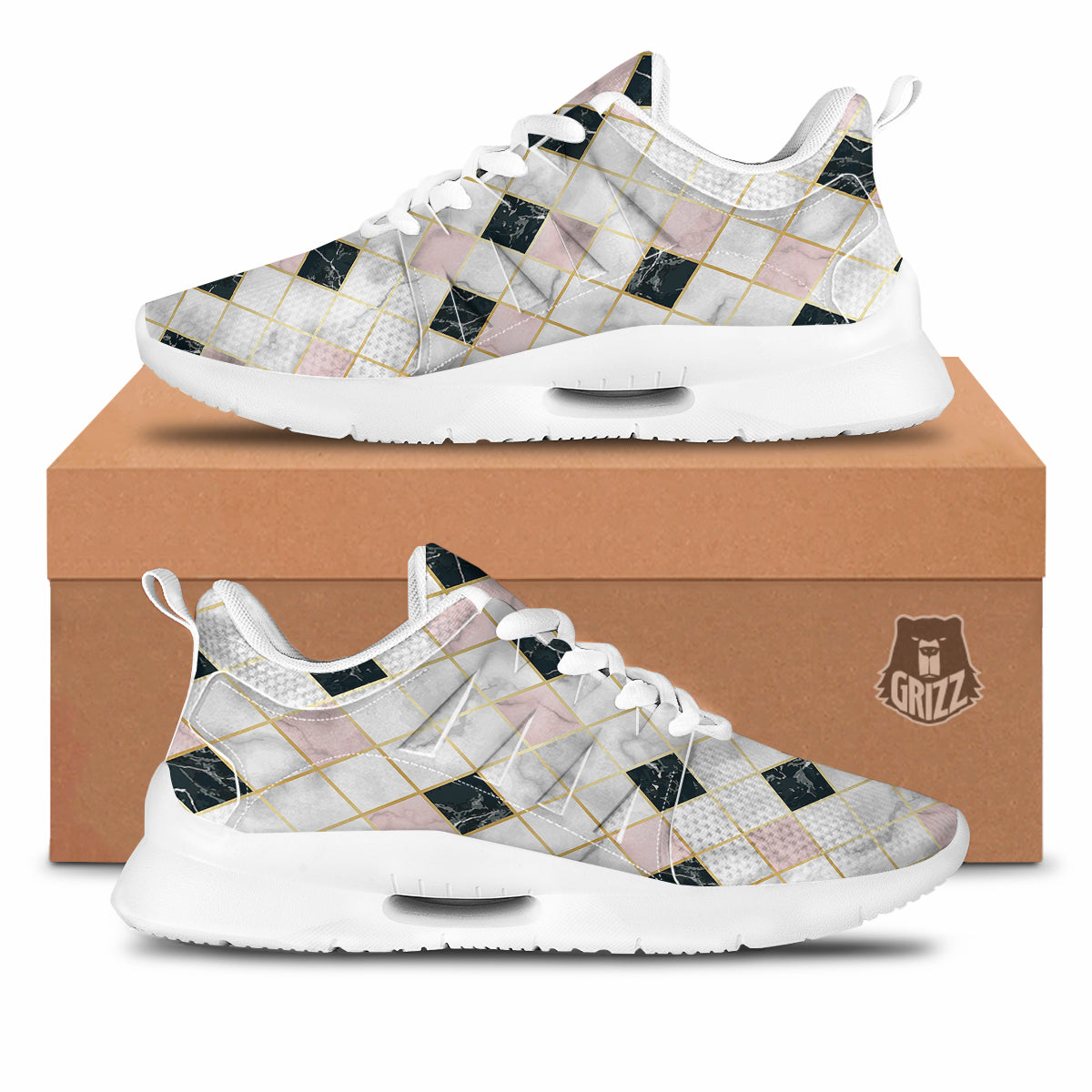 Marble Luxury Geometric Print Tennis Shoes-grizzshop