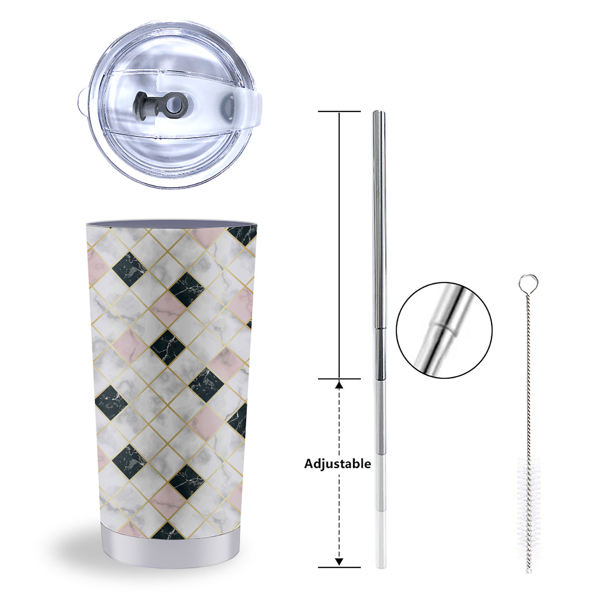 Marble Luxury Geometric Print Tumbler-grizzshop