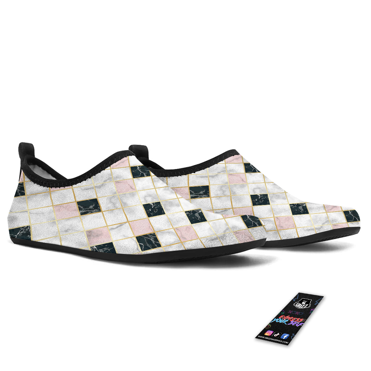 Marble Luxury Geometric Print Water Shoes-grizzshop