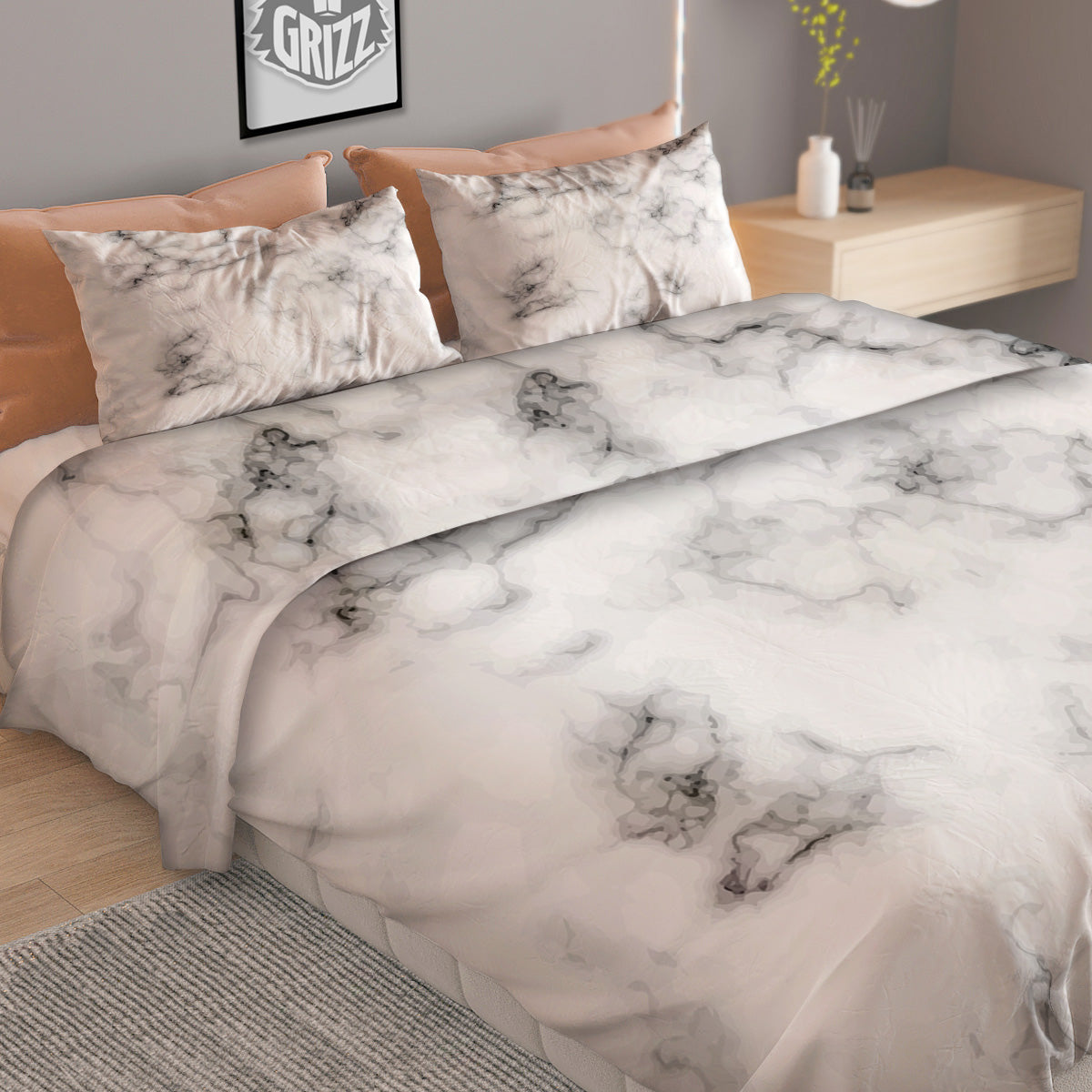 Lotus Om Gold Print Duvet Cover Bedding Set