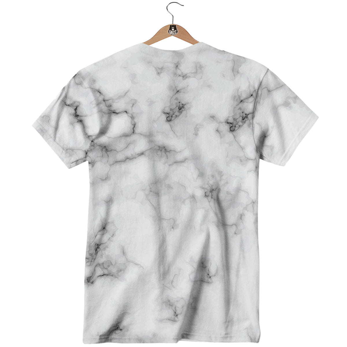 Marble Natural Black White Print T-Shirt-grizzshop