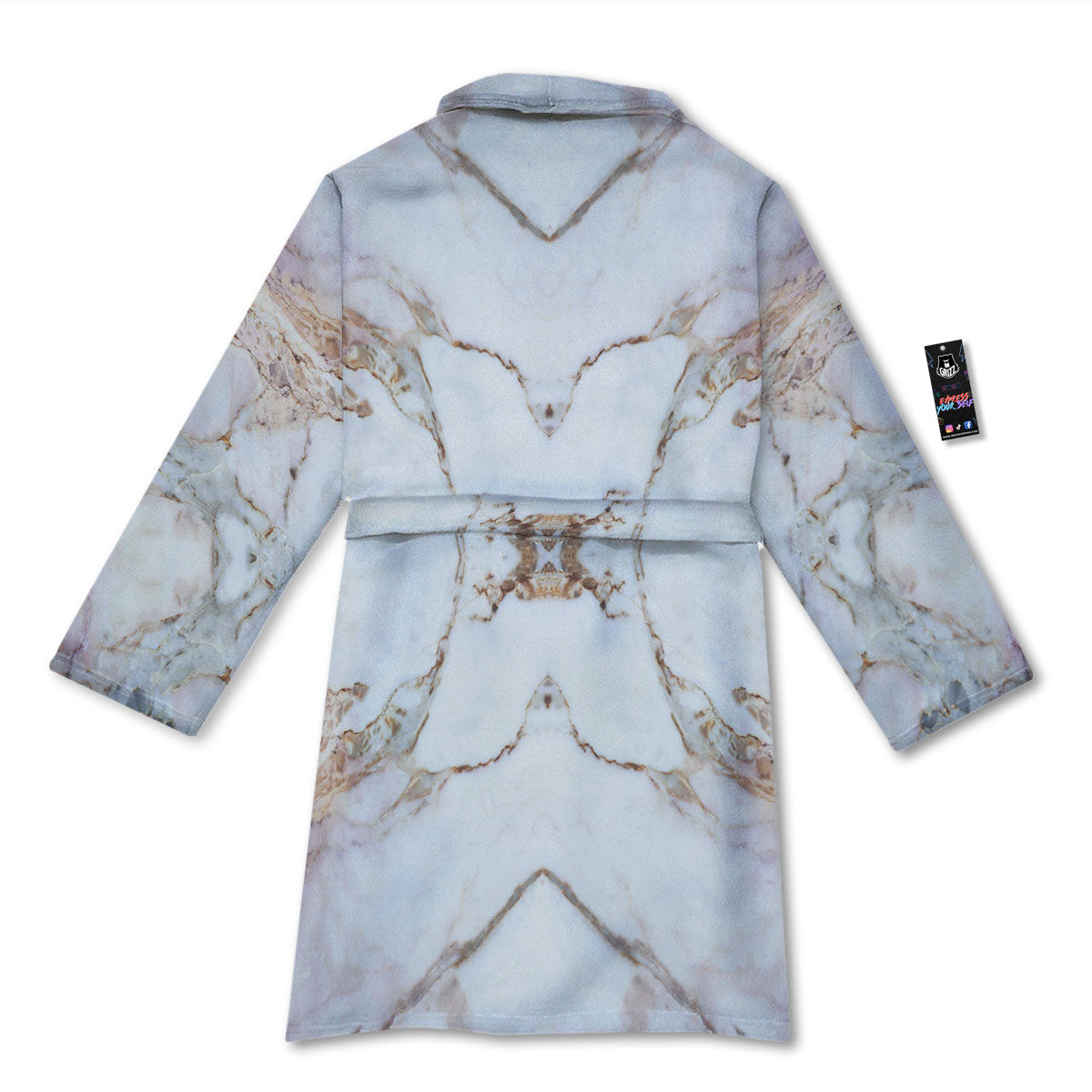 Marble Pink Grey White Print Pattern Bathrobe-grizzshop