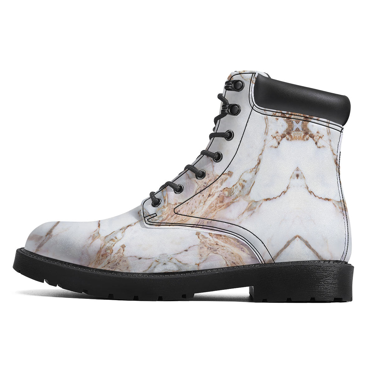 Marble Pink Grey White Print Pattern Boots-grizzshop