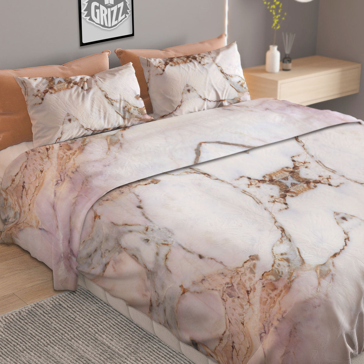 Mermaid Scales Teal Purple Print Pattern Duvet Cover Bedding Set