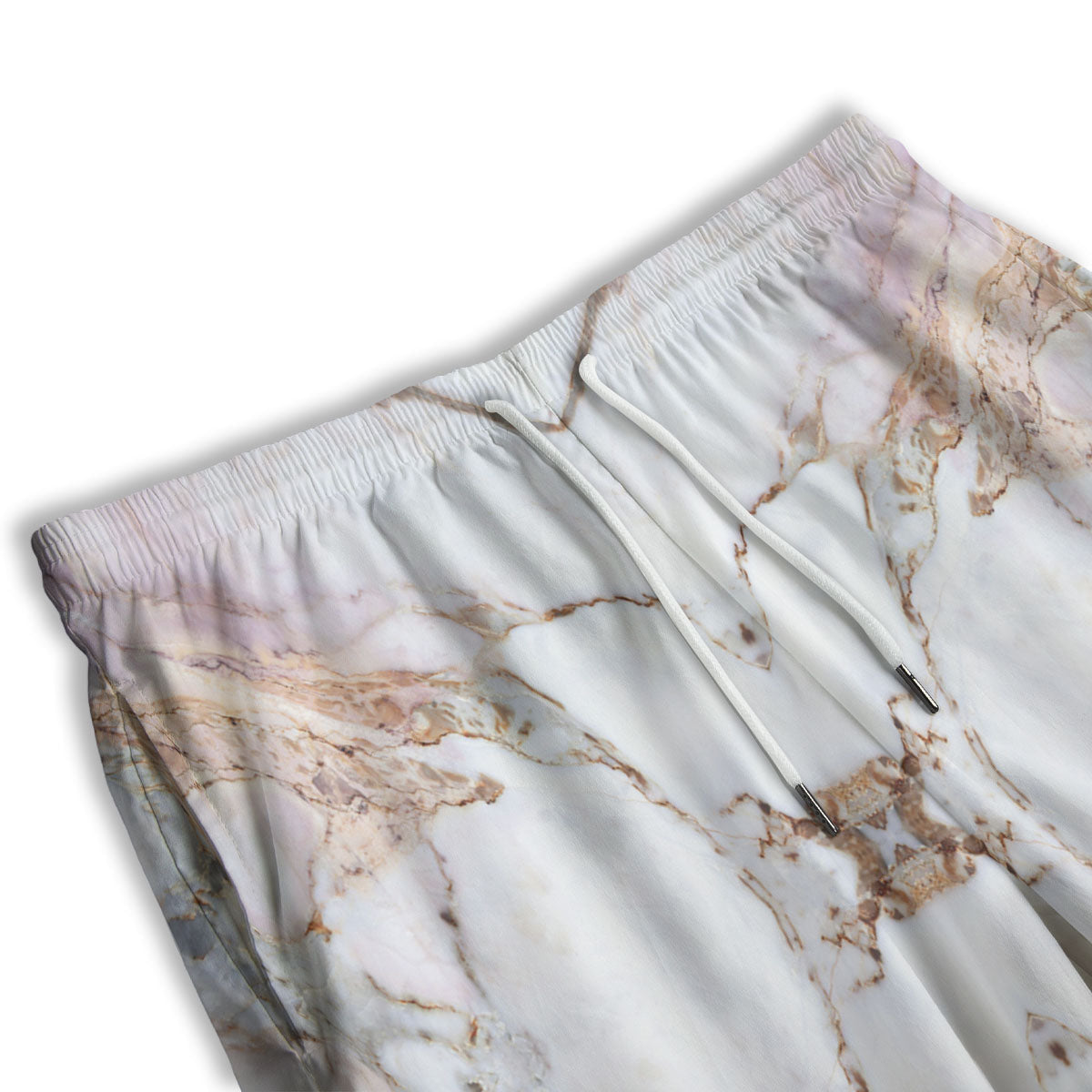 Marble Pink Grey White Print Pattern Men's Athletic Shorts