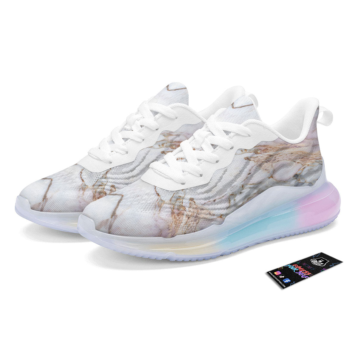 Marble Pink Grey White Print Pattern Running Sneakers-grizzshop