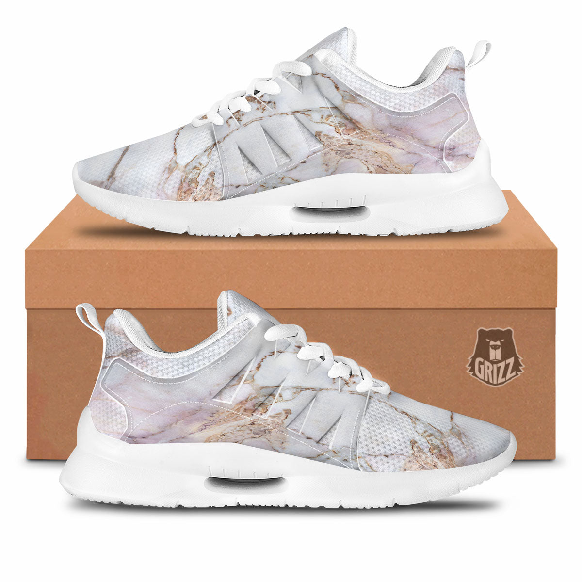 Marble Pink Grey White Print Pattern Tennis Shoes-grizzshop