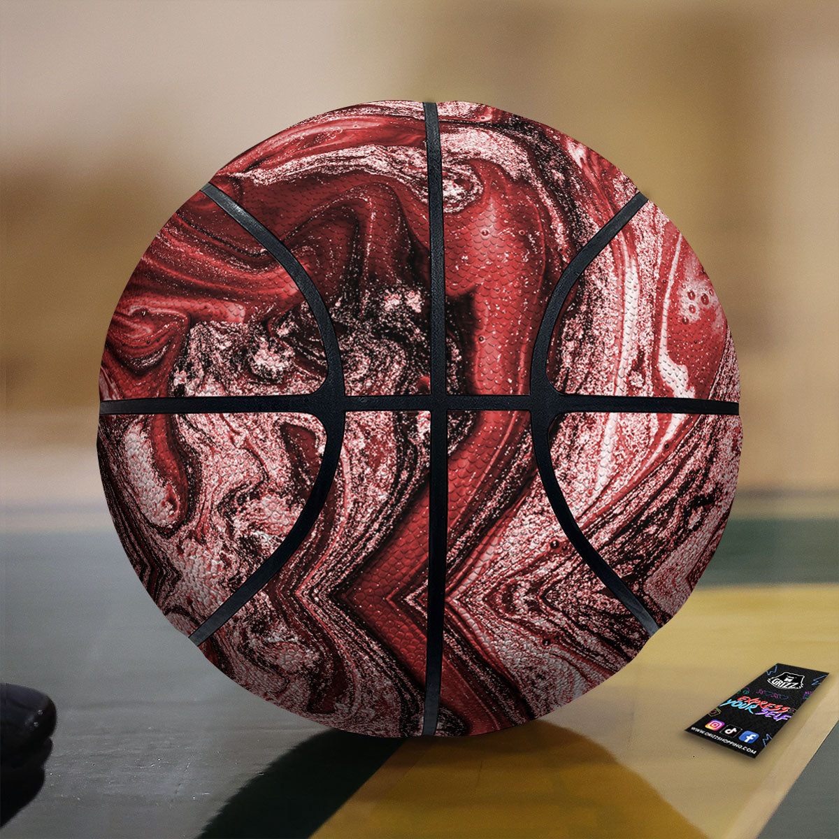 Marble Red Print Pattern Basketball-grizzshop