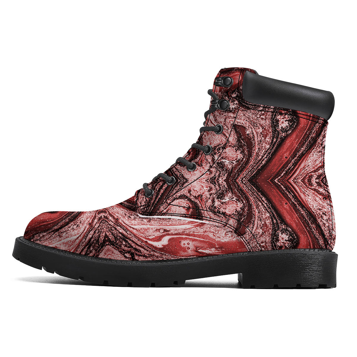 Marble Red Print Pattern Boots-grizzshop