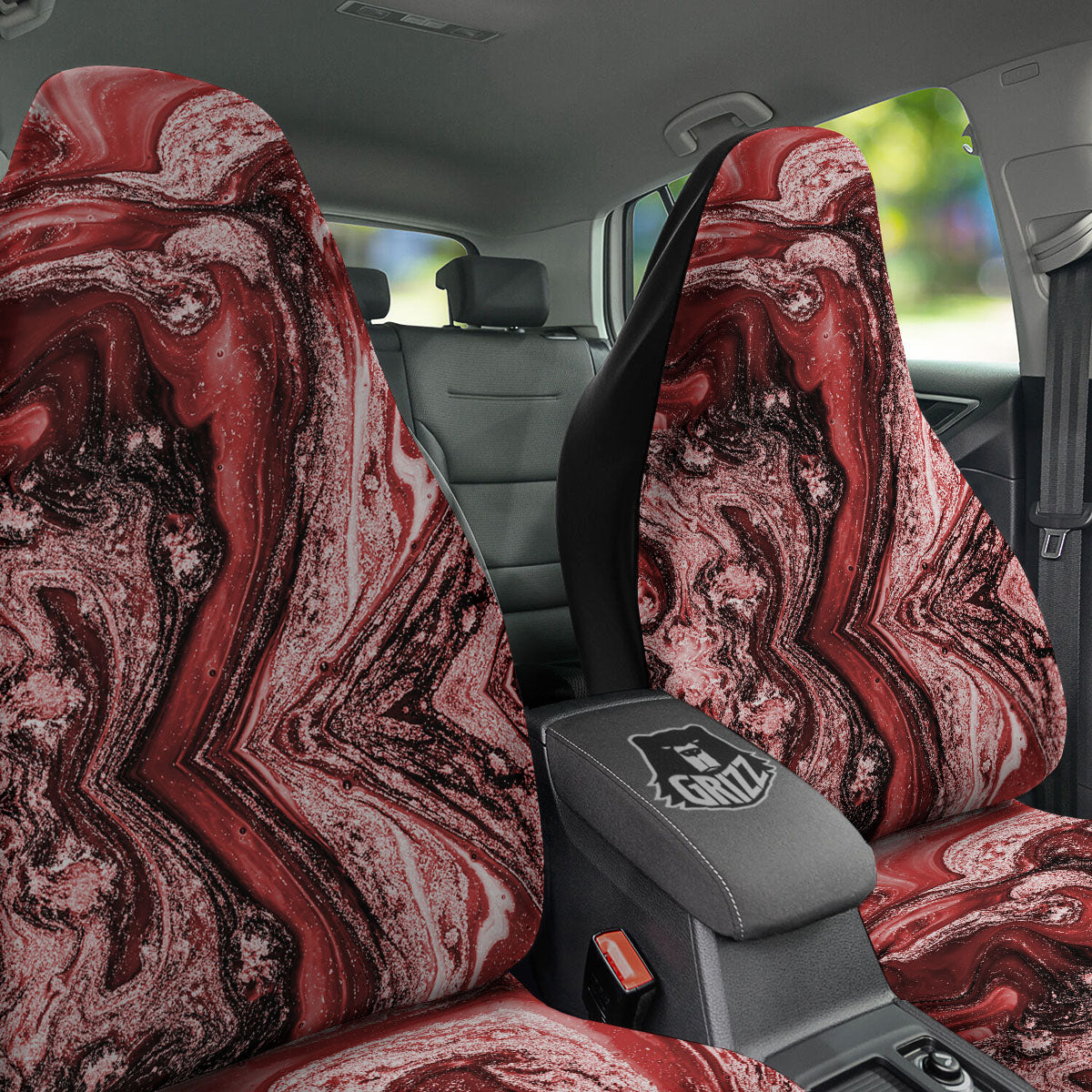 Marble Red Print Pattern Car Seat Covers-grizzshop