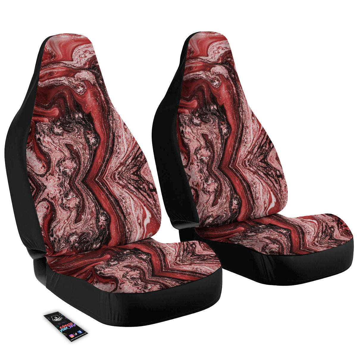 Marble Red Print Pattern Car Seat Covers-grizzshop
