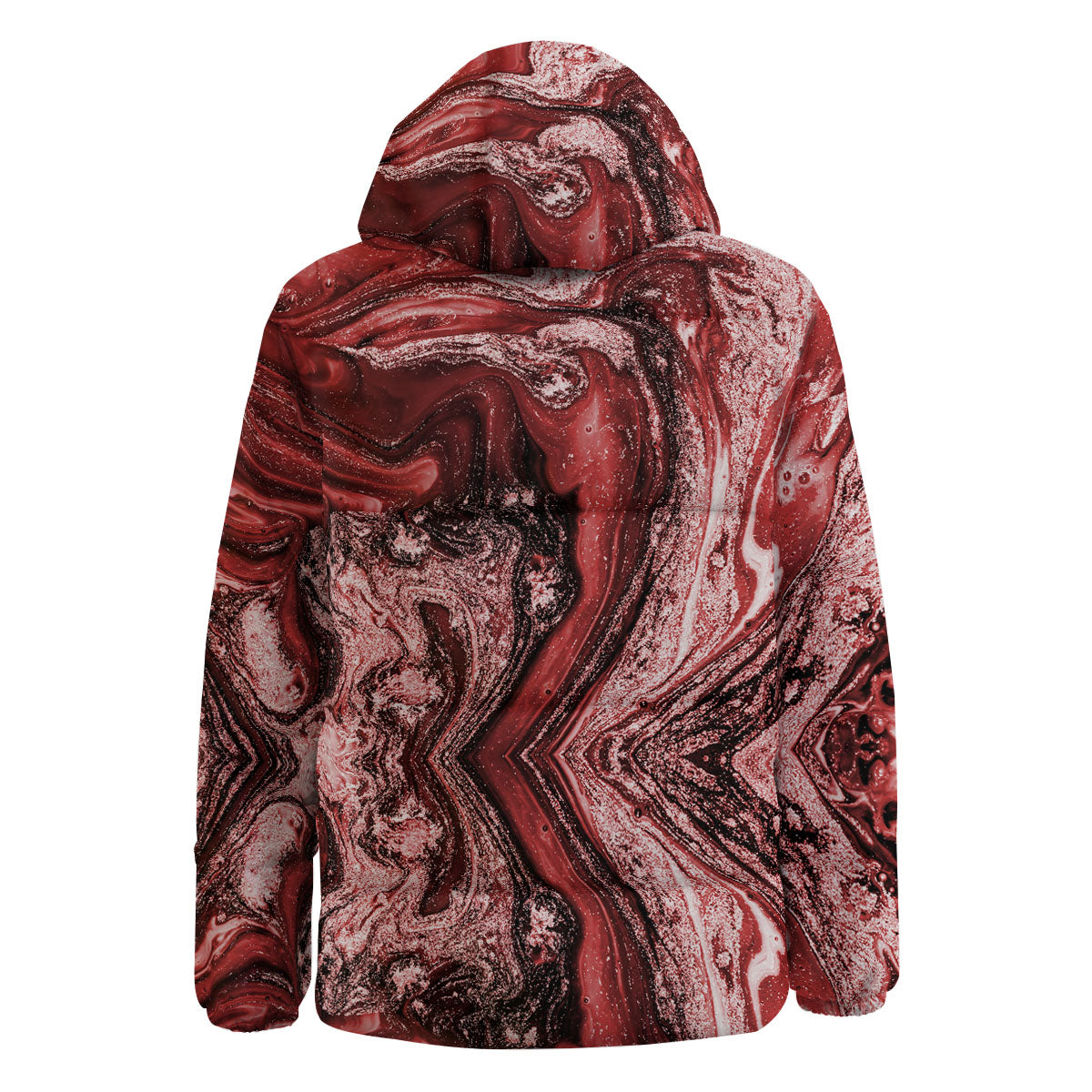Marble Red Print Pattern Down Jacket-grizzshop