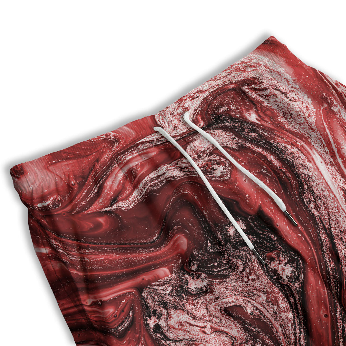 Marble Red Print Pattern Men's Athletic Shorts