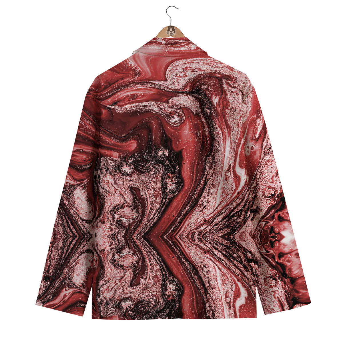 Marble Red Print Pattern Men's Blazer-grizzshop
