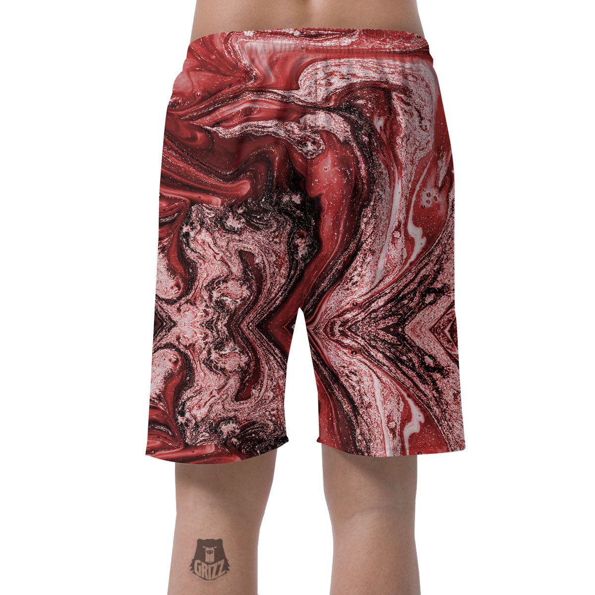 Marble Red Print Pattern Men's Shorts-grizzshop