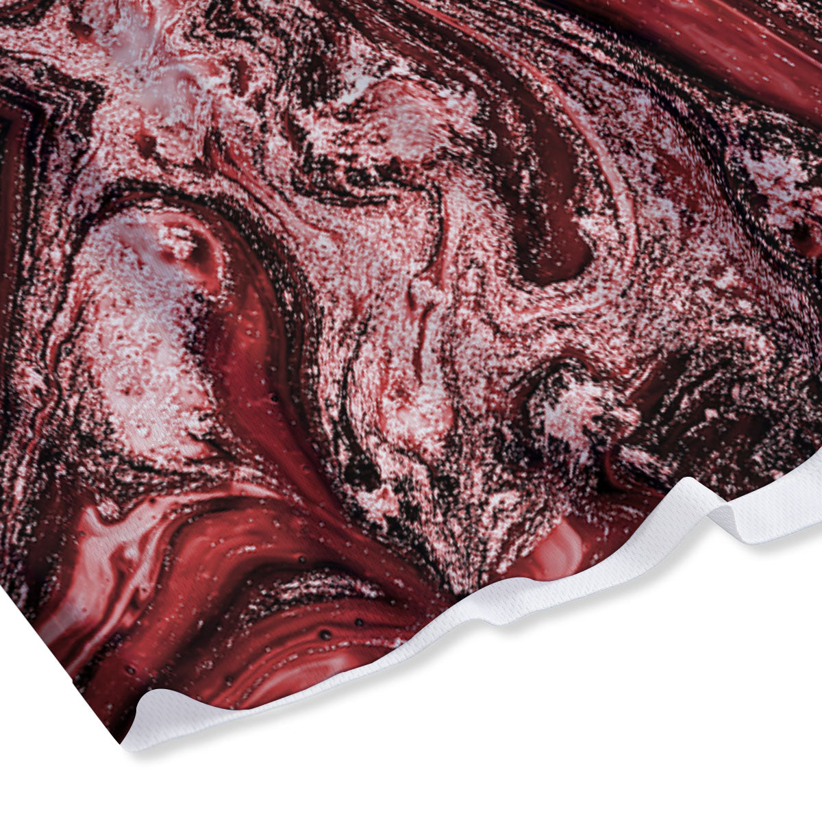 Marble Red Print Pattern Mesh Shorts