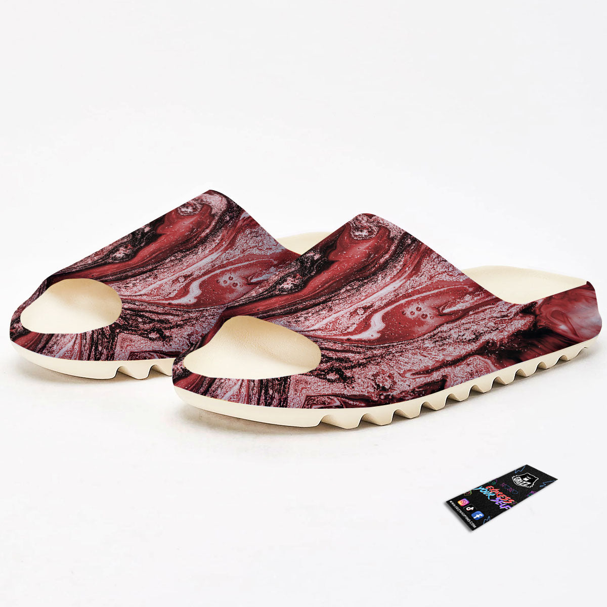 Marble Red Print Pattern Sandals-grizzshop