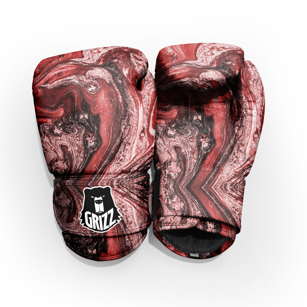 Marble Red Print Pattern Sparring Gloves-grizzshop