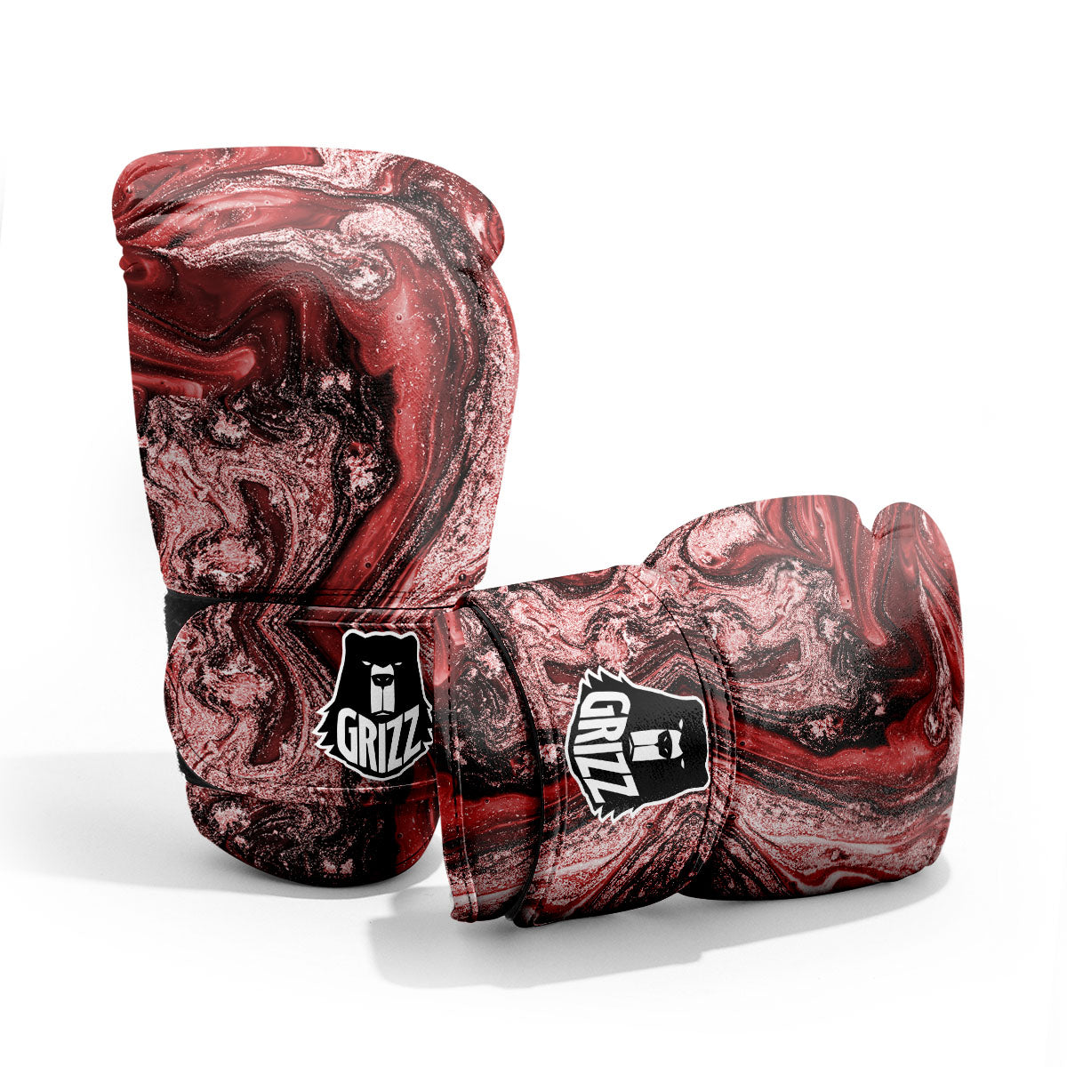 Marble Red Print Pattern Sparring Gloves-grizzshop