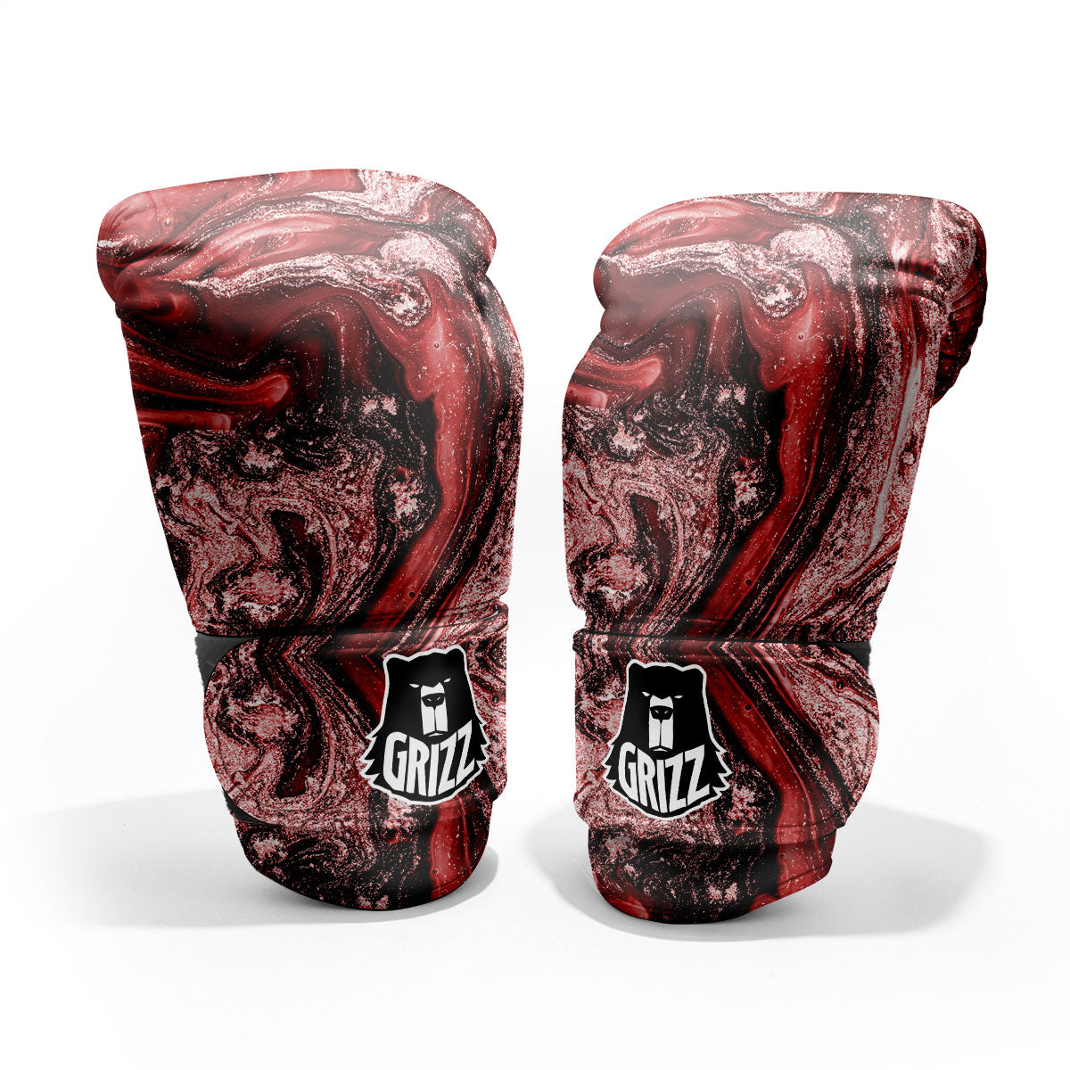 Marble Red Print Pattern Sparring Gloves-grizzshop