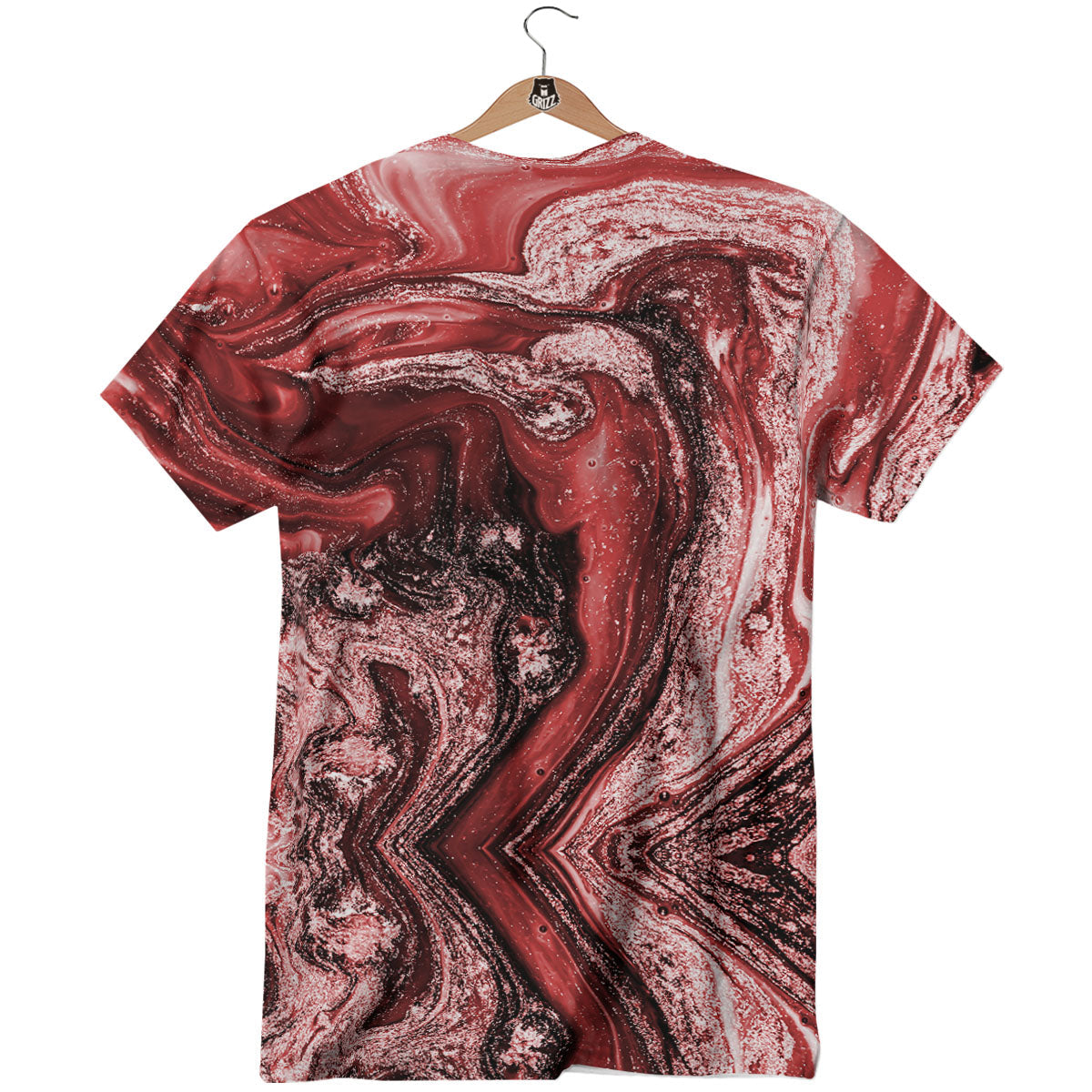 Marble Red Print Pattern T-Shirt-grizzshop
