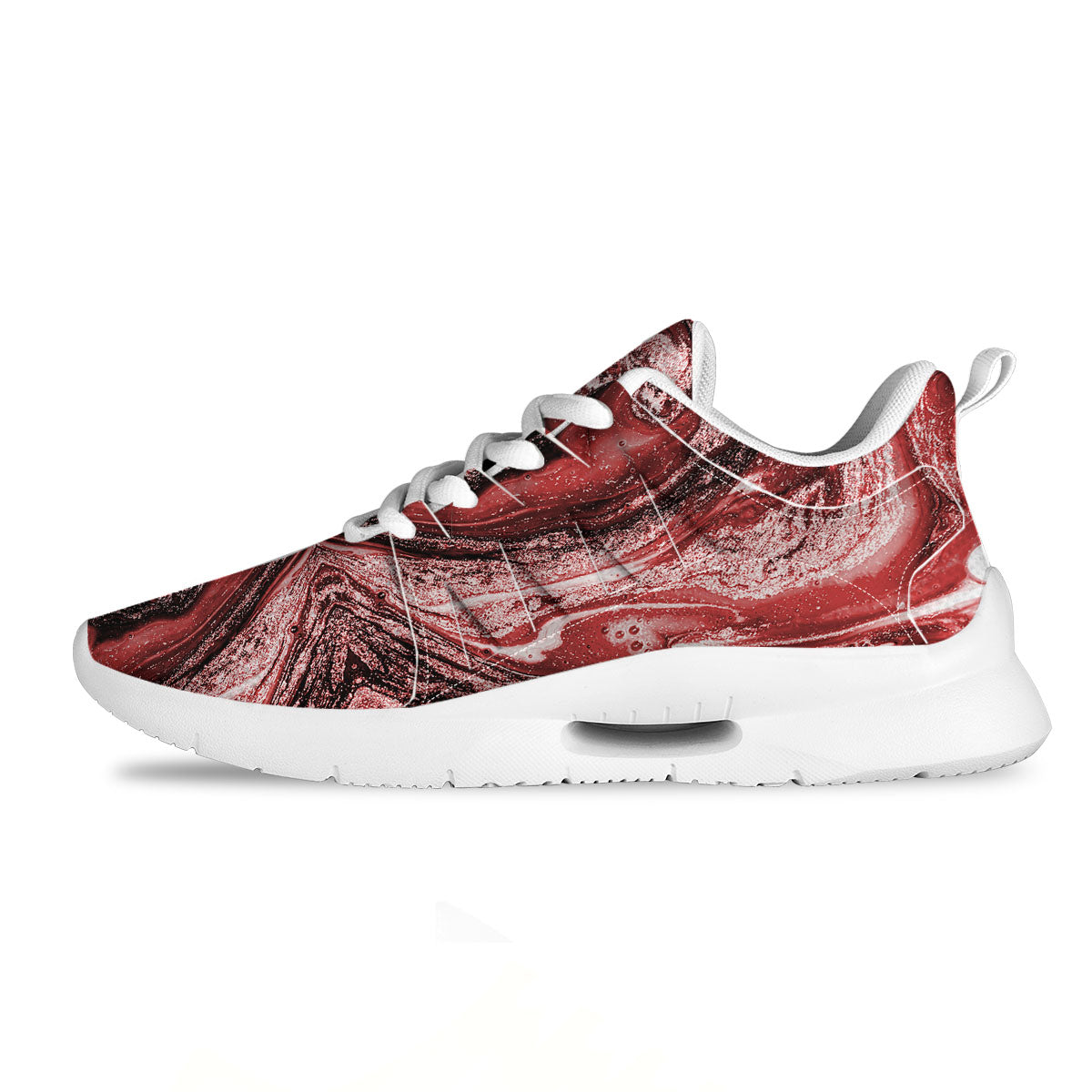 Marble Red Print Pattern Tennis Shoes-grizzshop