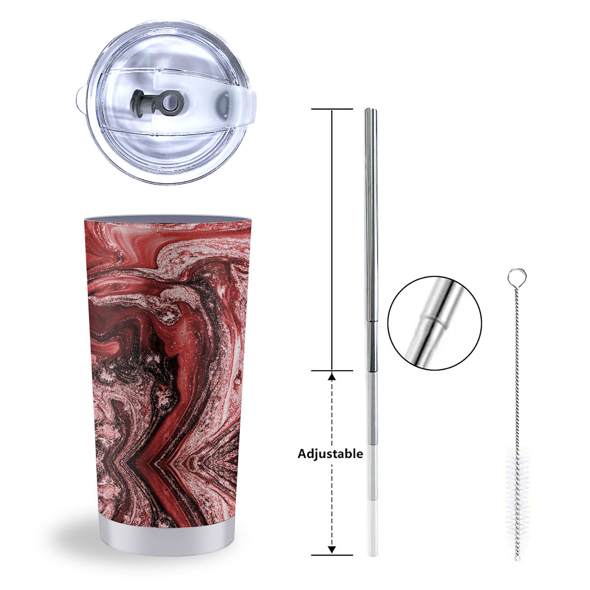 Marble Red Print Pattern Tumbler-grizzshop