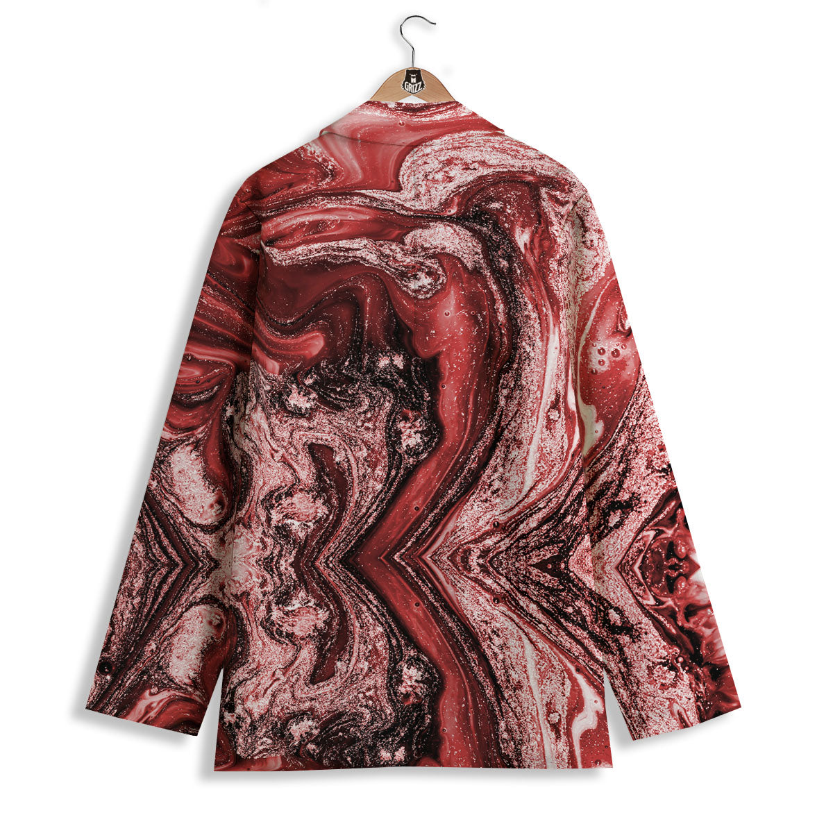 Marble Red Print Pattern Women's Blazer-grizzshop