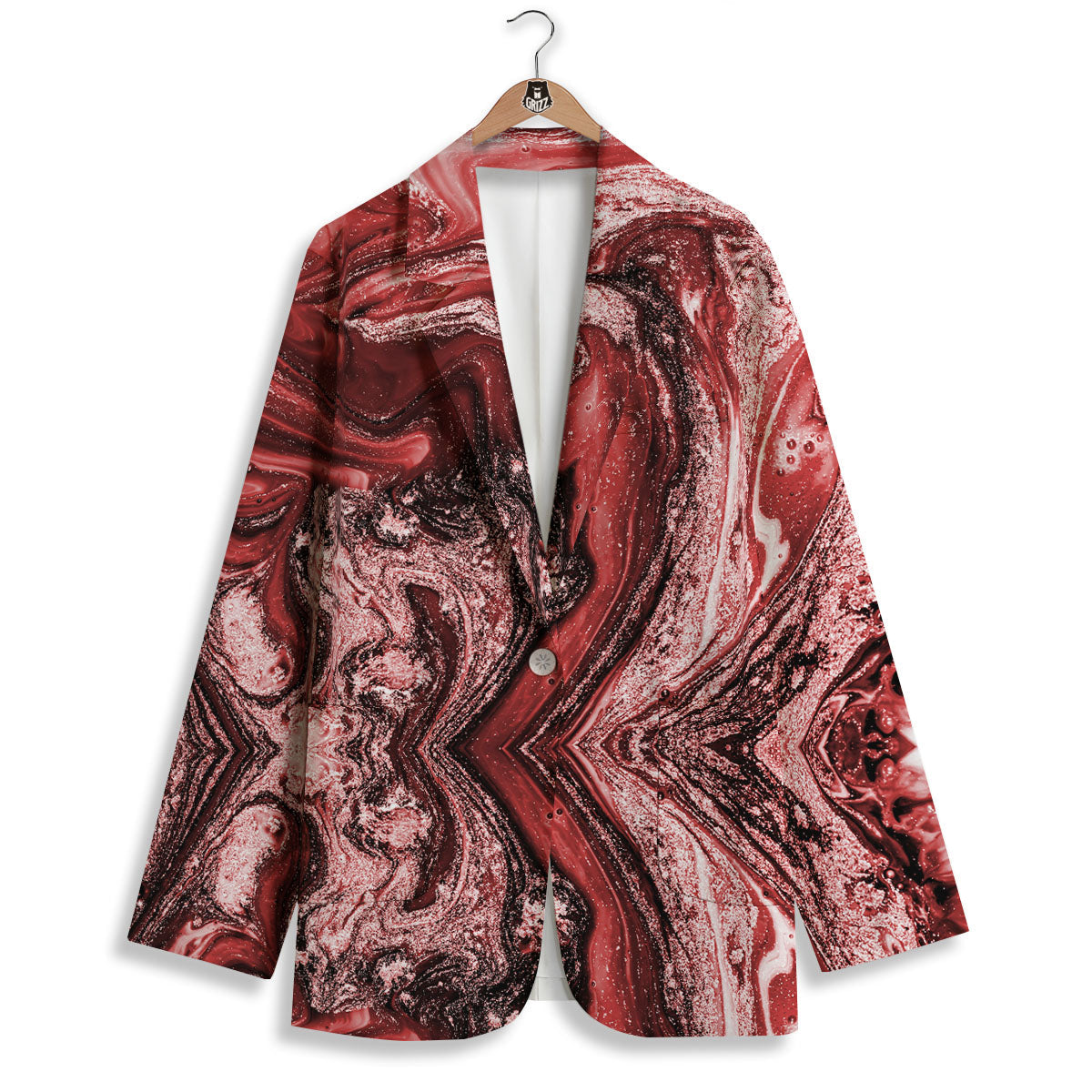Marble Red Print Pattern Women's Blazer-grizzshop