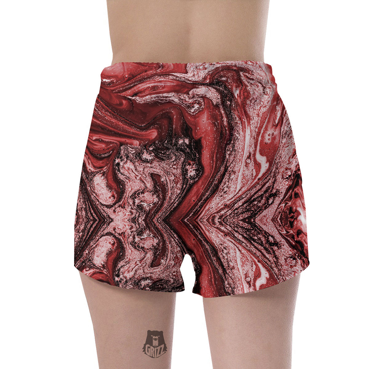 Marble Red Print Pattern Women's Shorts-grizzshop
