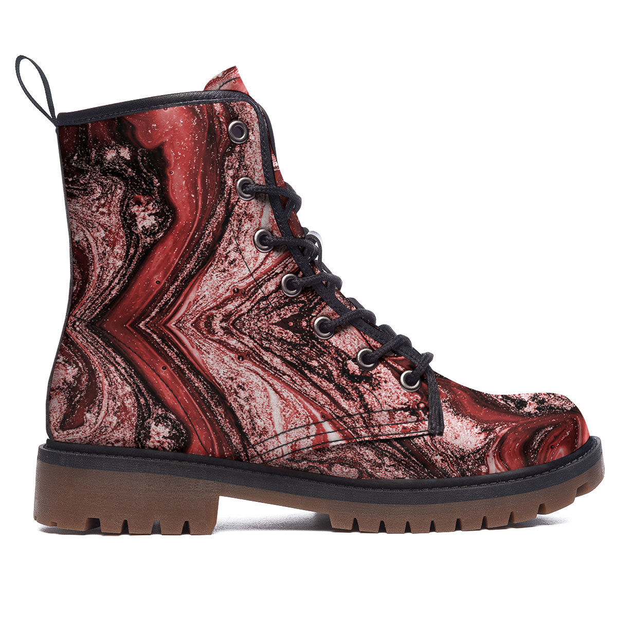 Marble Red Print Pattern Work Boots-grizzshop