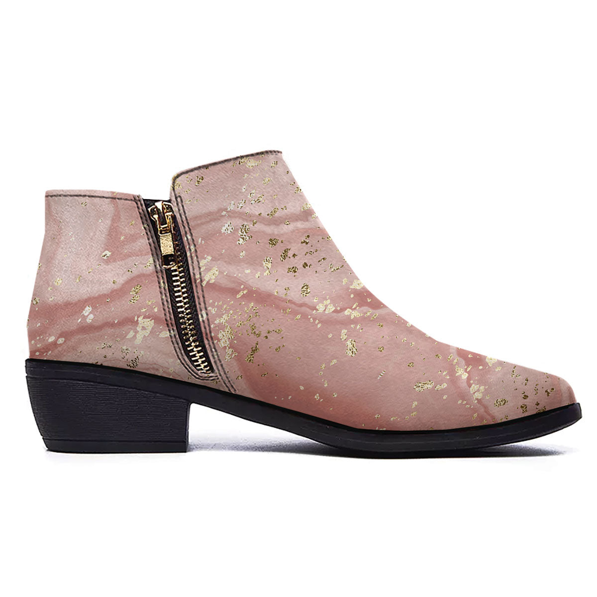 Marble Rose Pink Print Pattern Ankle Boots-grizzshop