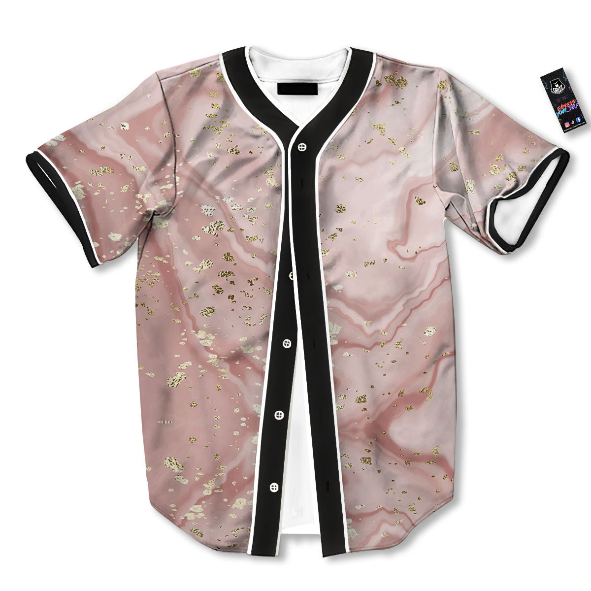 Marble Rose Pink Print Pattern Baseball Jersey-grizzshop