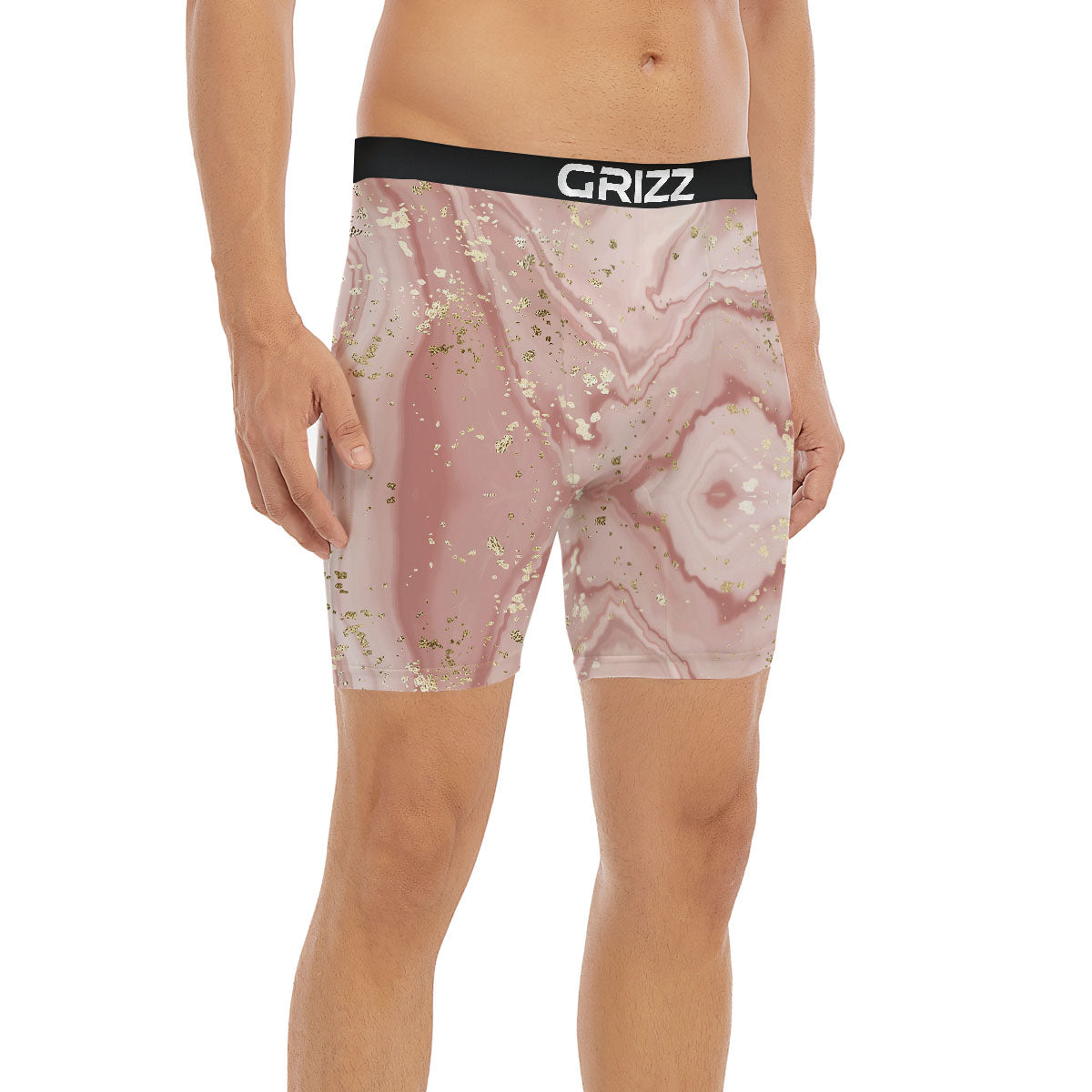 Marble Rose Pink Print Pattern Boxer Briefs-grizzshop