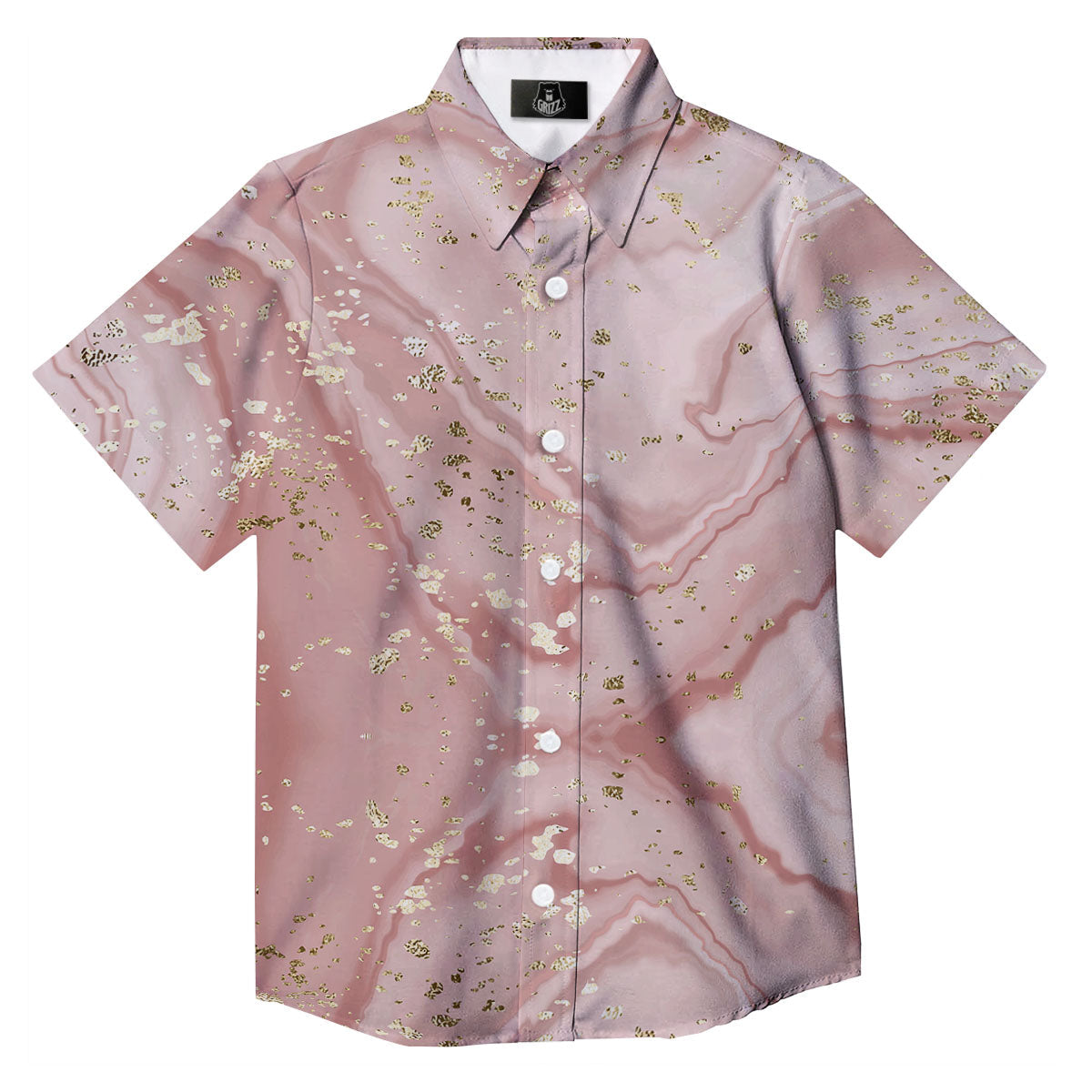 Marble Rose Pink Print Pattern Button Up Shirt-grizzshop