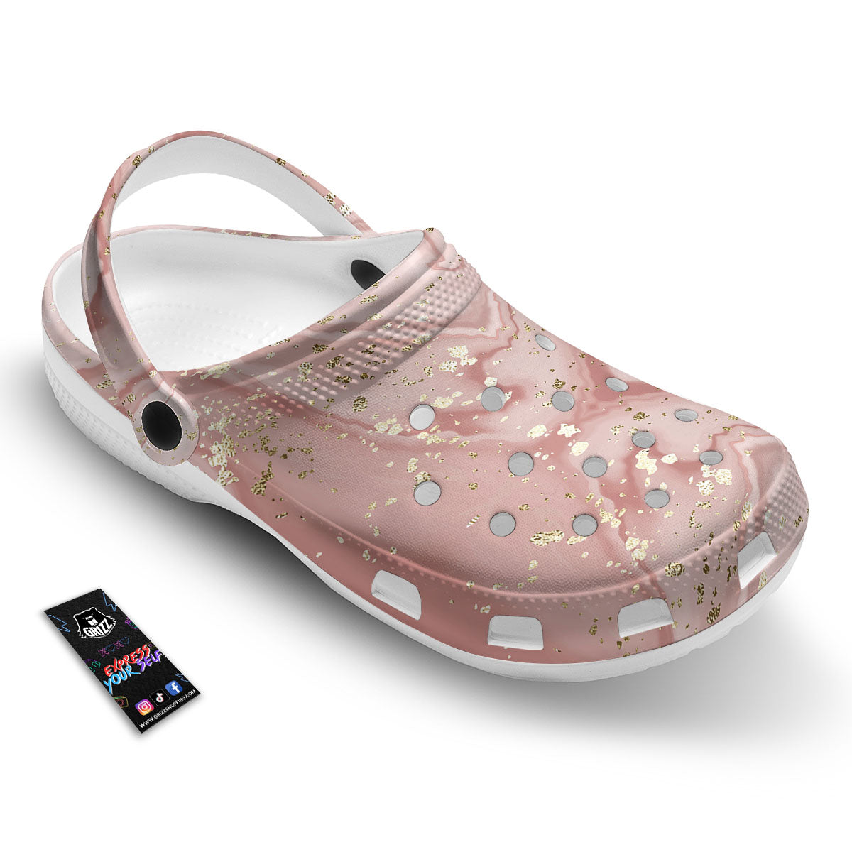 Marble Rose Pink Print Pattern Clog-grizzshop