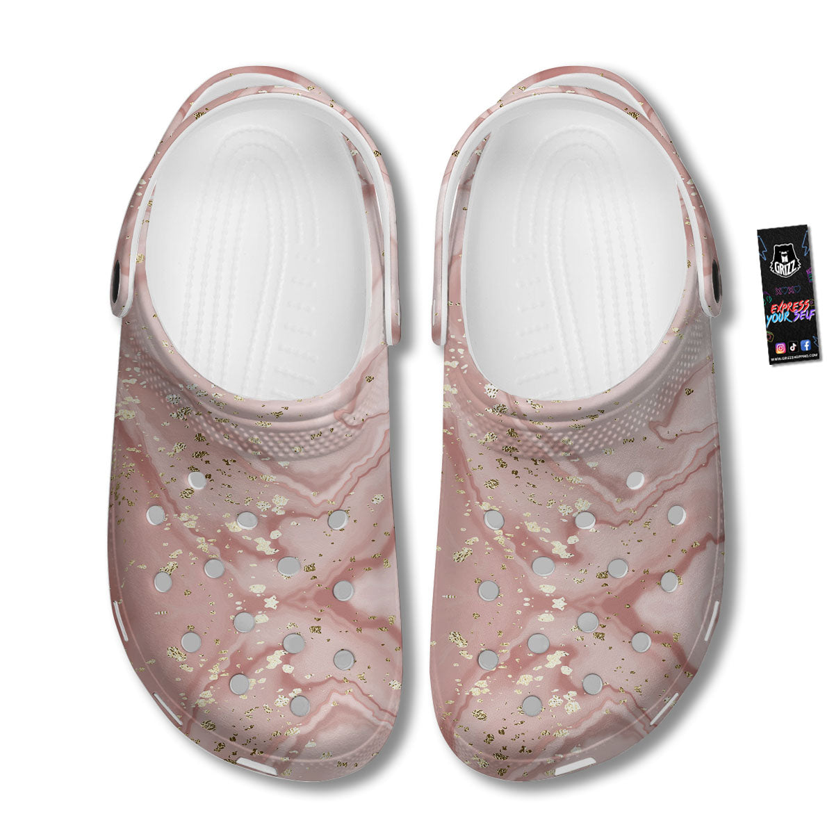 Marble Rose Pink Print Pattern Clog-grizzshop