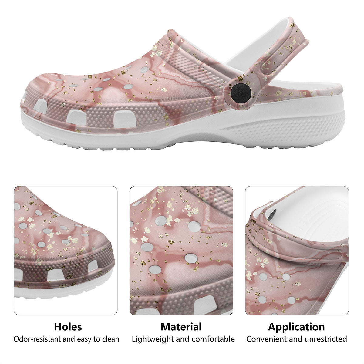 Marble Rose Pink Print Pattern Clog-grizzshop