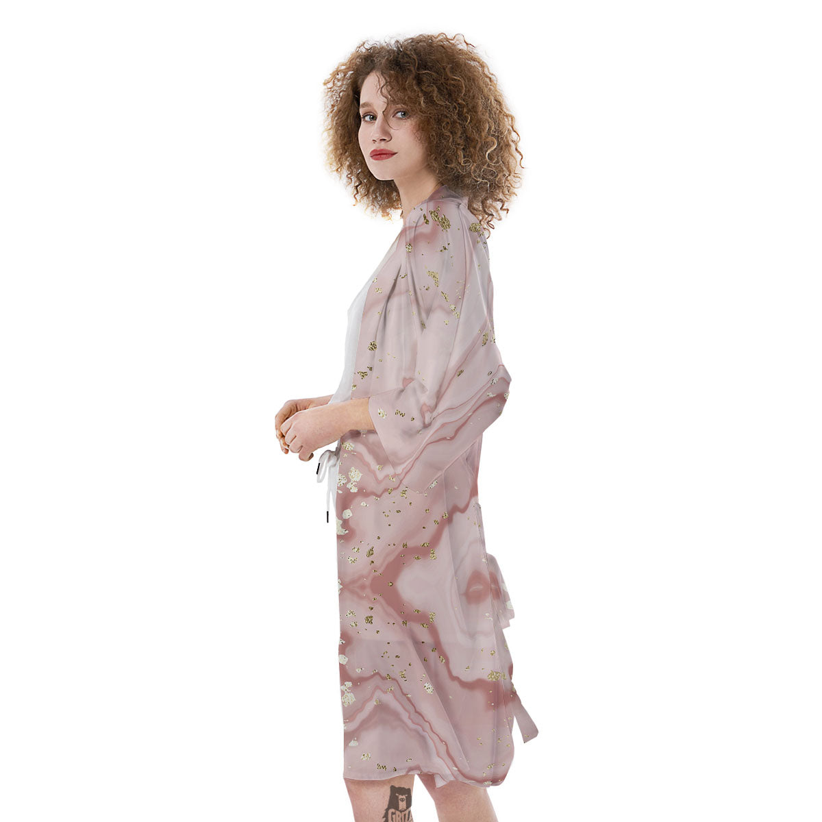 Marble Rose Pink Print Pattern Kimono-grizzshop